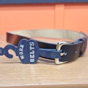 Black Leather Belt with Gold Buckle